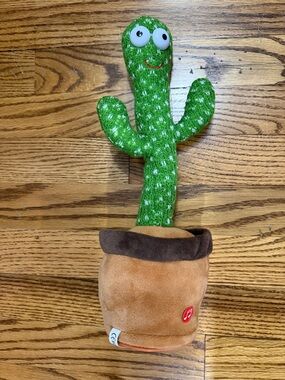 Singing Cactus Plush Toy in Green with Brown Pot